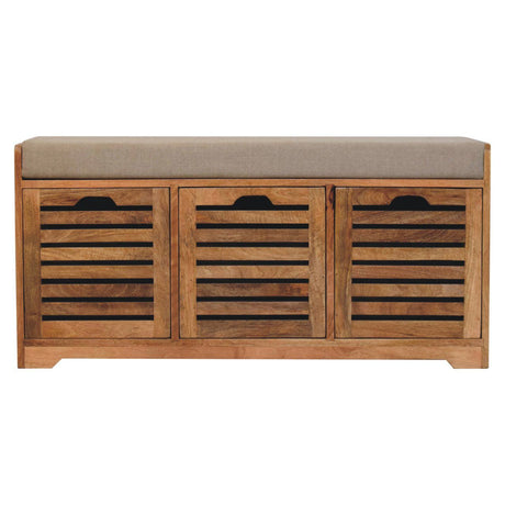 Shutter Shoe Bench, 3 Drawer - Oak
