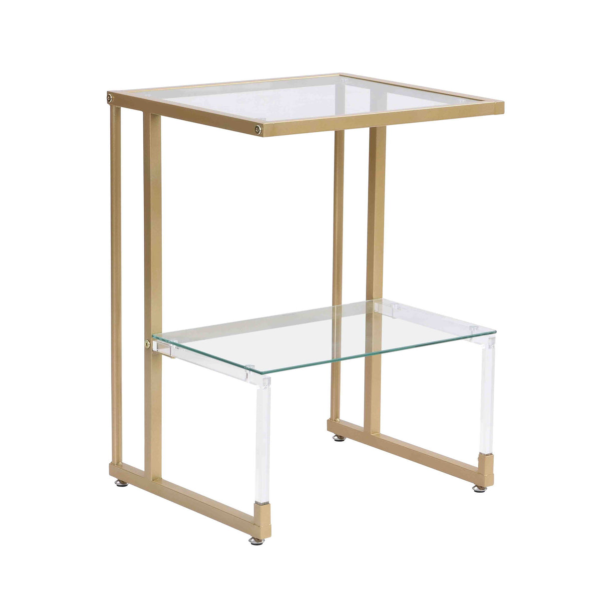 2 Tier Acrylic Glass End Table For Living Room