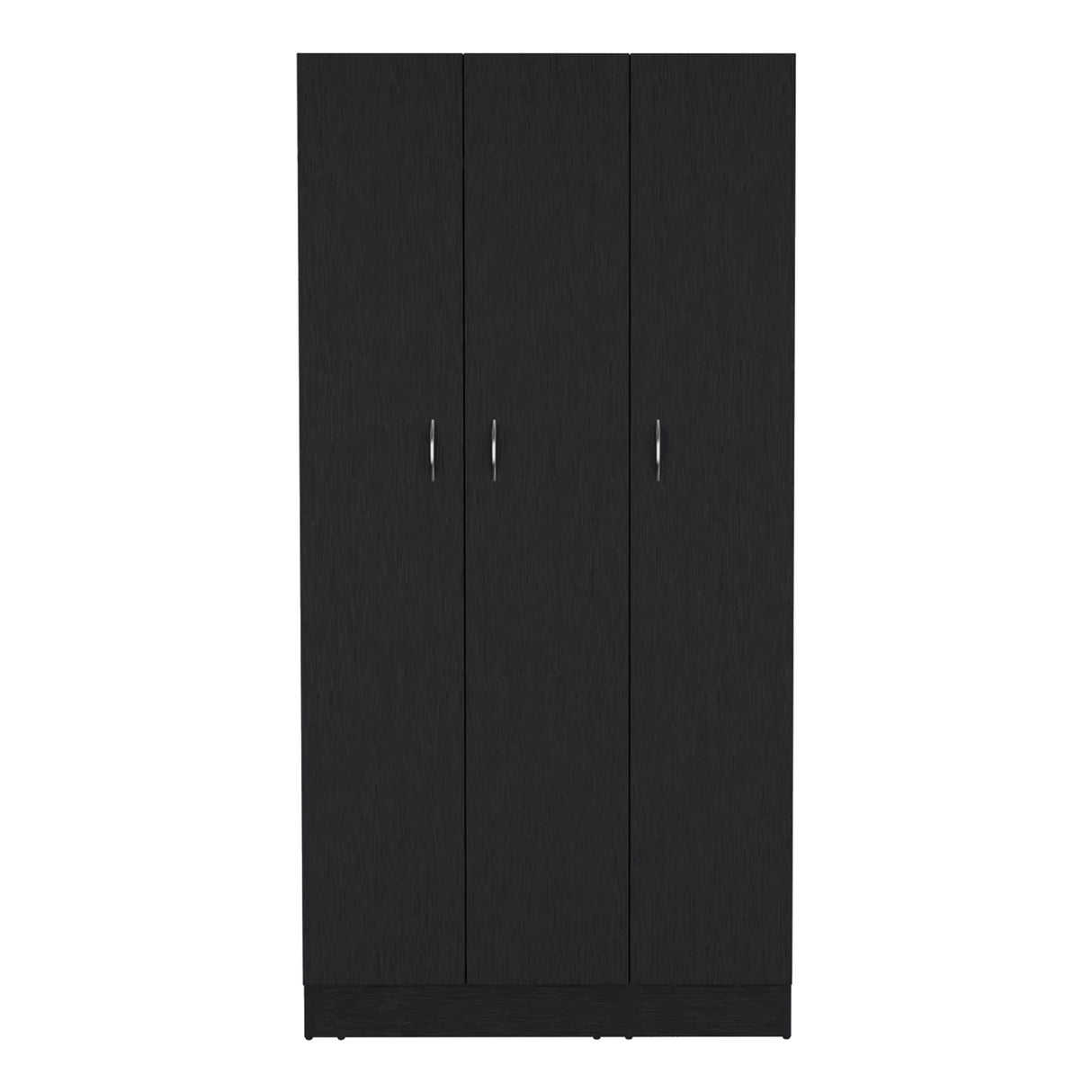 Wardrobe Armoire With 3 Doors And 2 Inner Drawers, 3 Doors - Black