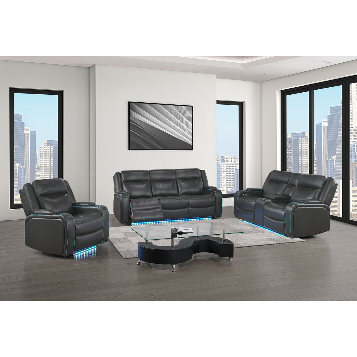 Blanca - Power Reclining Set With LED Lights, USB And Built In Speakers