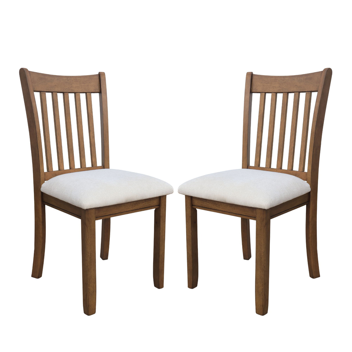Modern Dining Chair, Wooden Back, Cushion Seats (Set of 2)