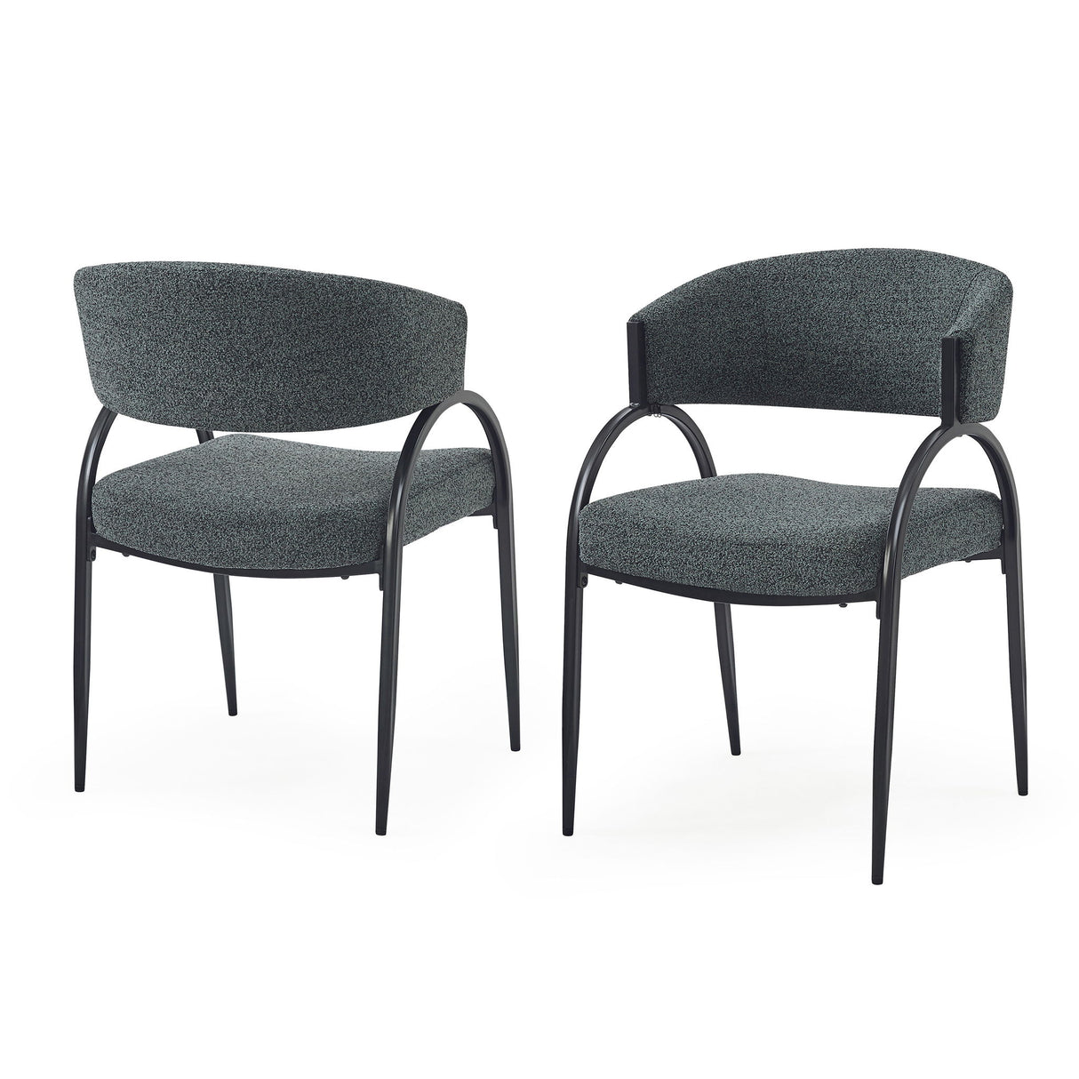 Contemporary Upholstered Dining Chairs With Metal Legs (Set of 2)