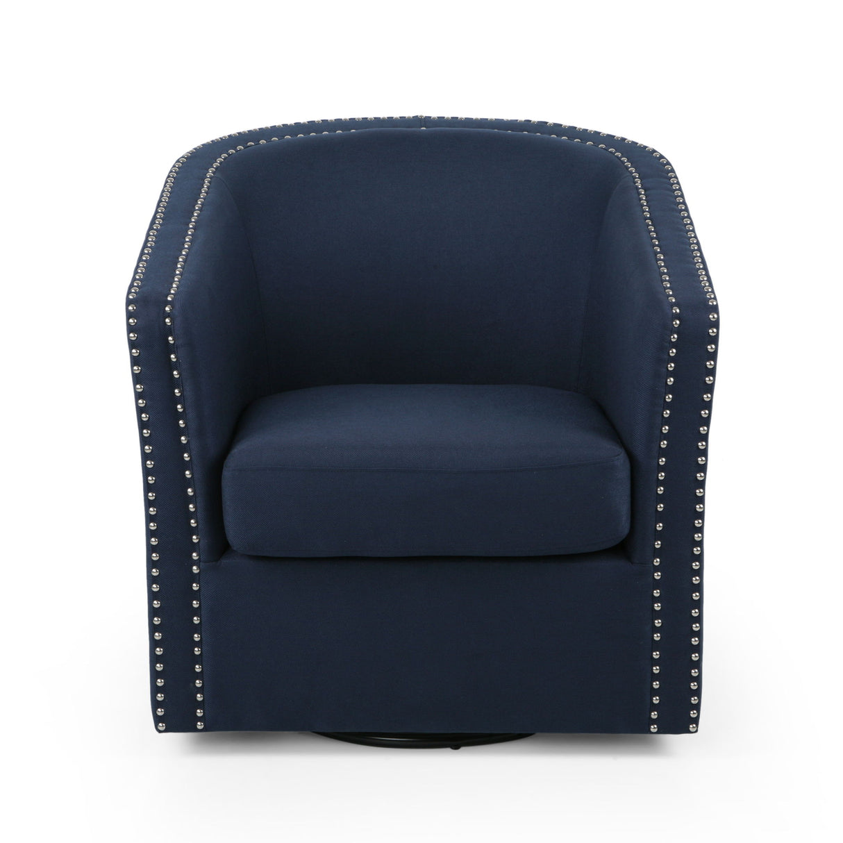 Modern Upholstered Swivel Club Chair With Nailhead Trim