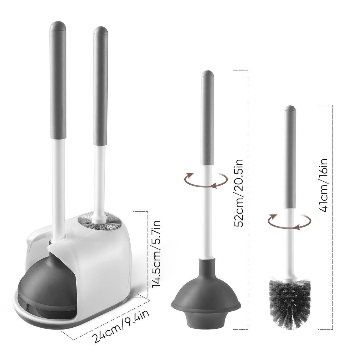 Toilet Brush And Holder Set With Stand, Bathroom Cleaning Tool Plastic - White