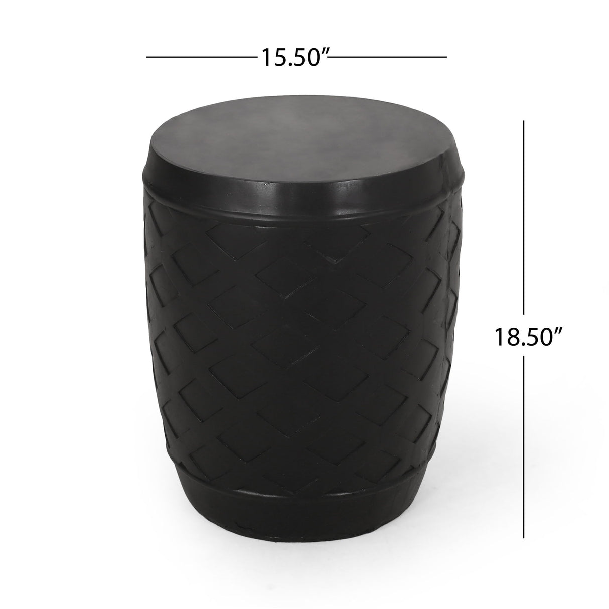 Outdoor Side Table With Lattice Design And Round Top - Black