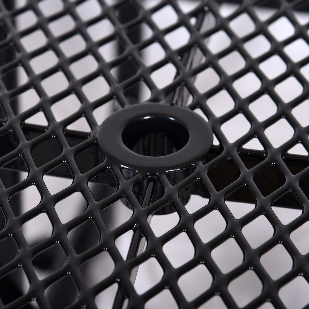 Square Outdoor Steel Picnic Table, With Umbrella Pole