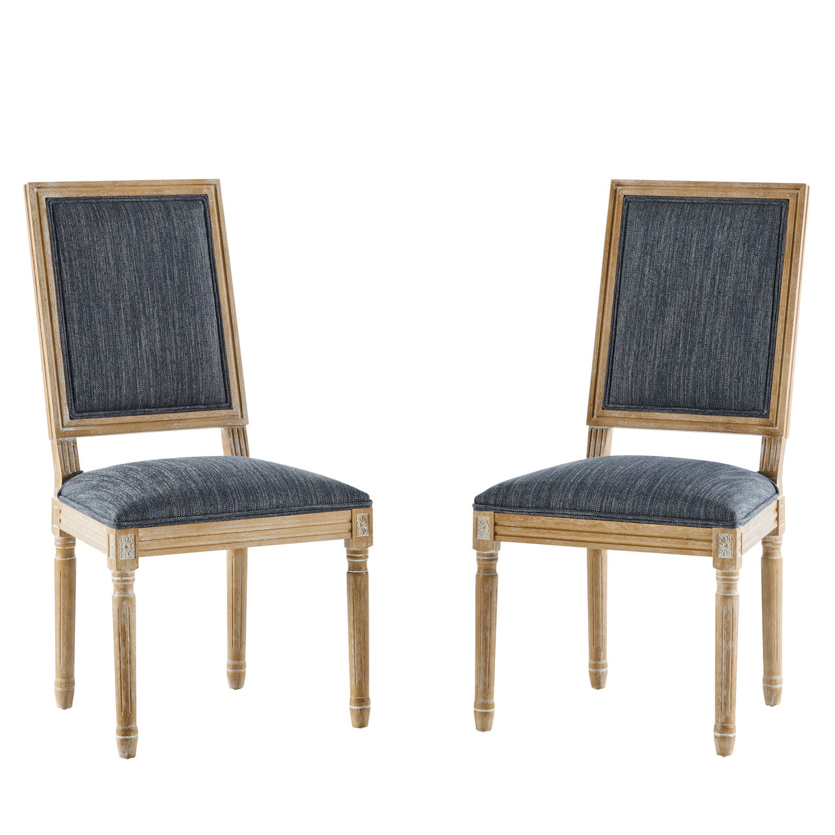 French Country Style Dining Chair With Upholstered Seating And Fluted Legs