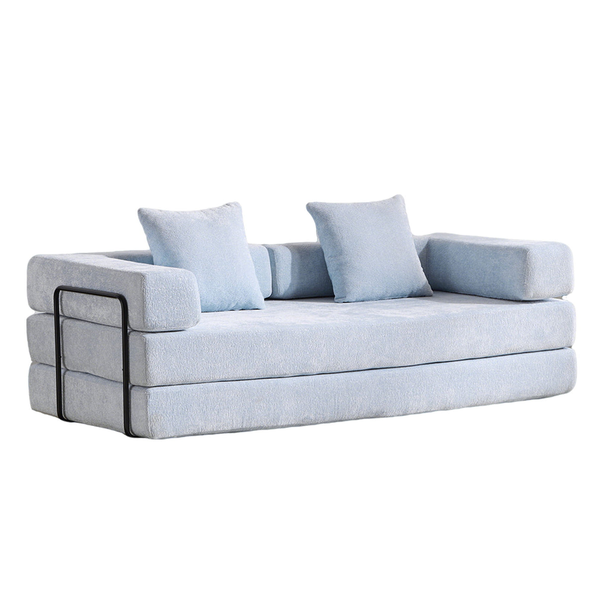 Convertible Floor Sofa Bed With Pillow Back Support Armrest