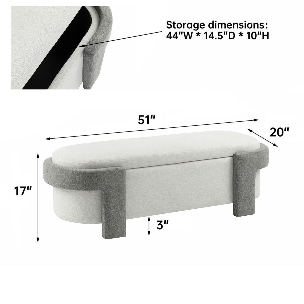 Versatile Storage Ottoman Bench, Spacious & Durable