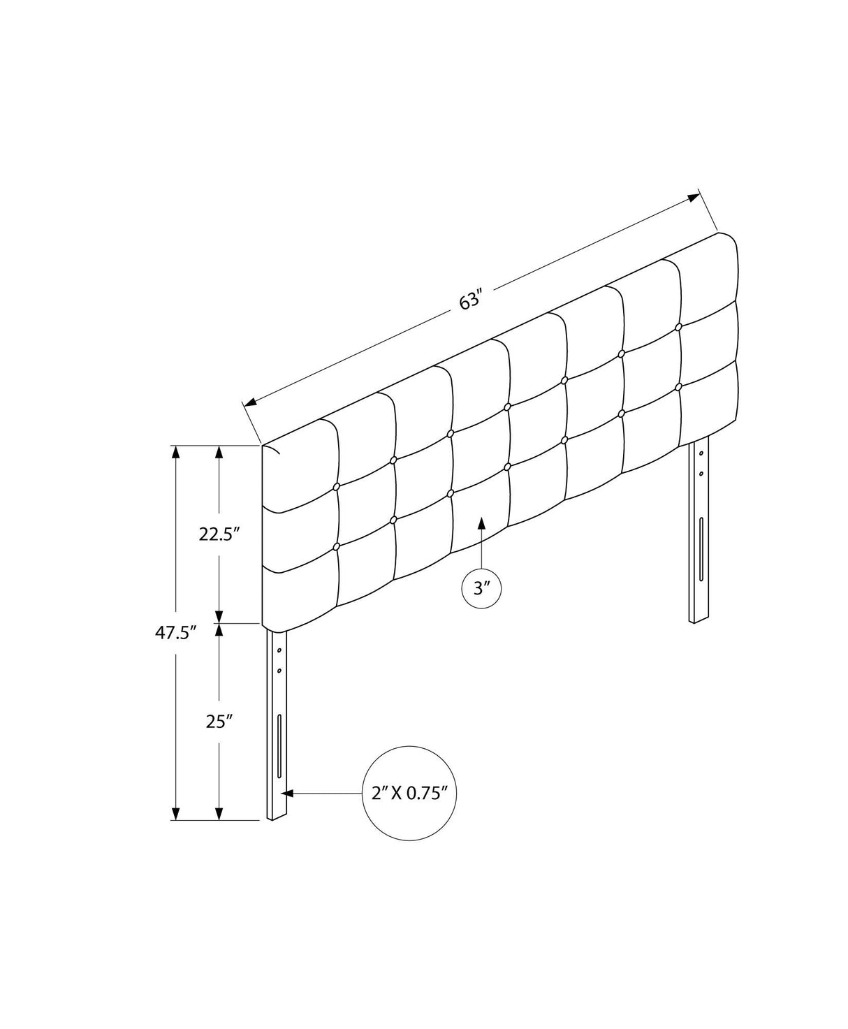 Queen Size Headboard Only Upholstered Leather Look - White