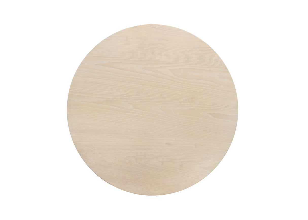 Neroli - Contemporary Round Side Table With Black Metal Base - Oak White