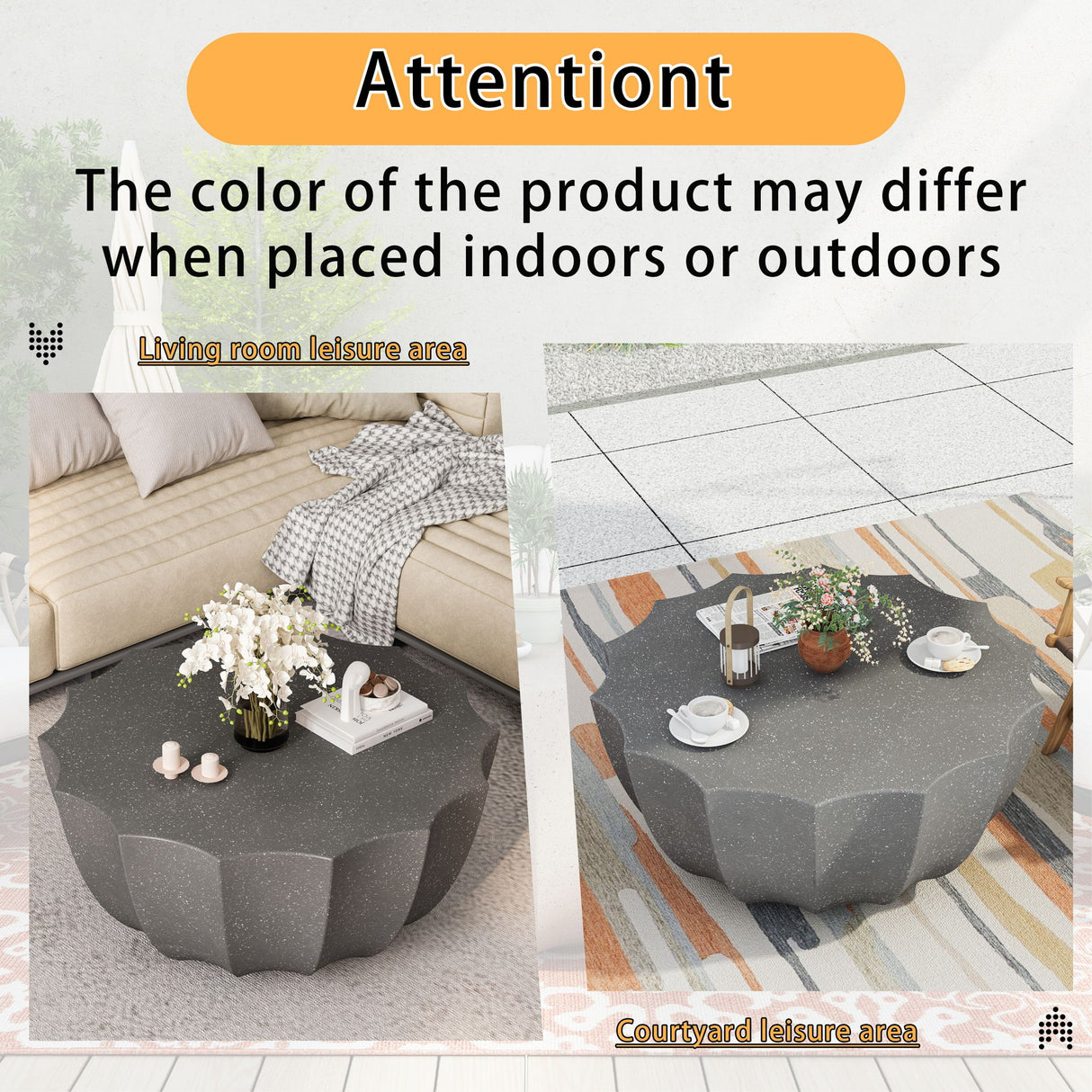 Modern Round Coffee Table For Indoor / Outdoor