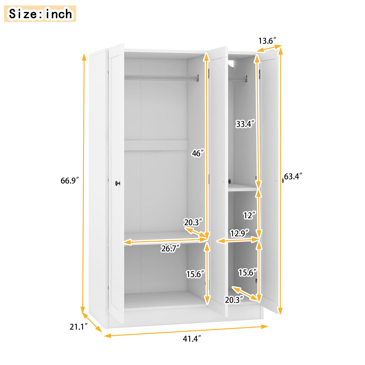 3 Door Shutter Wardrobe With Shelves