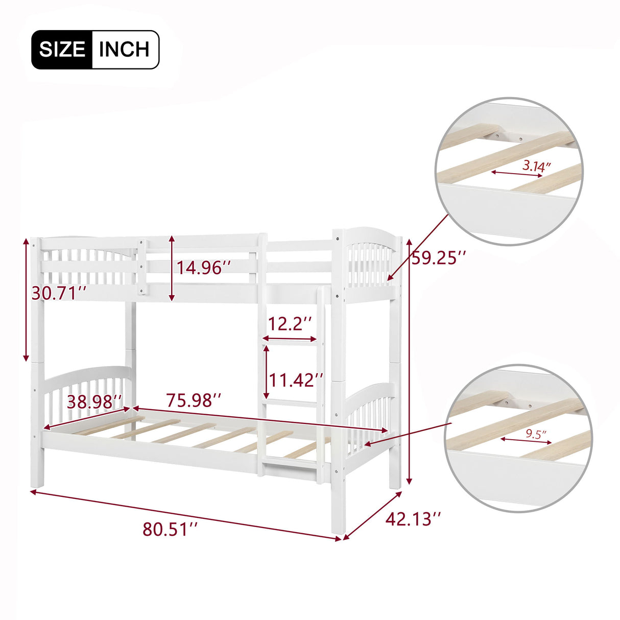 Solid Construction Bunk Bed With Ladder