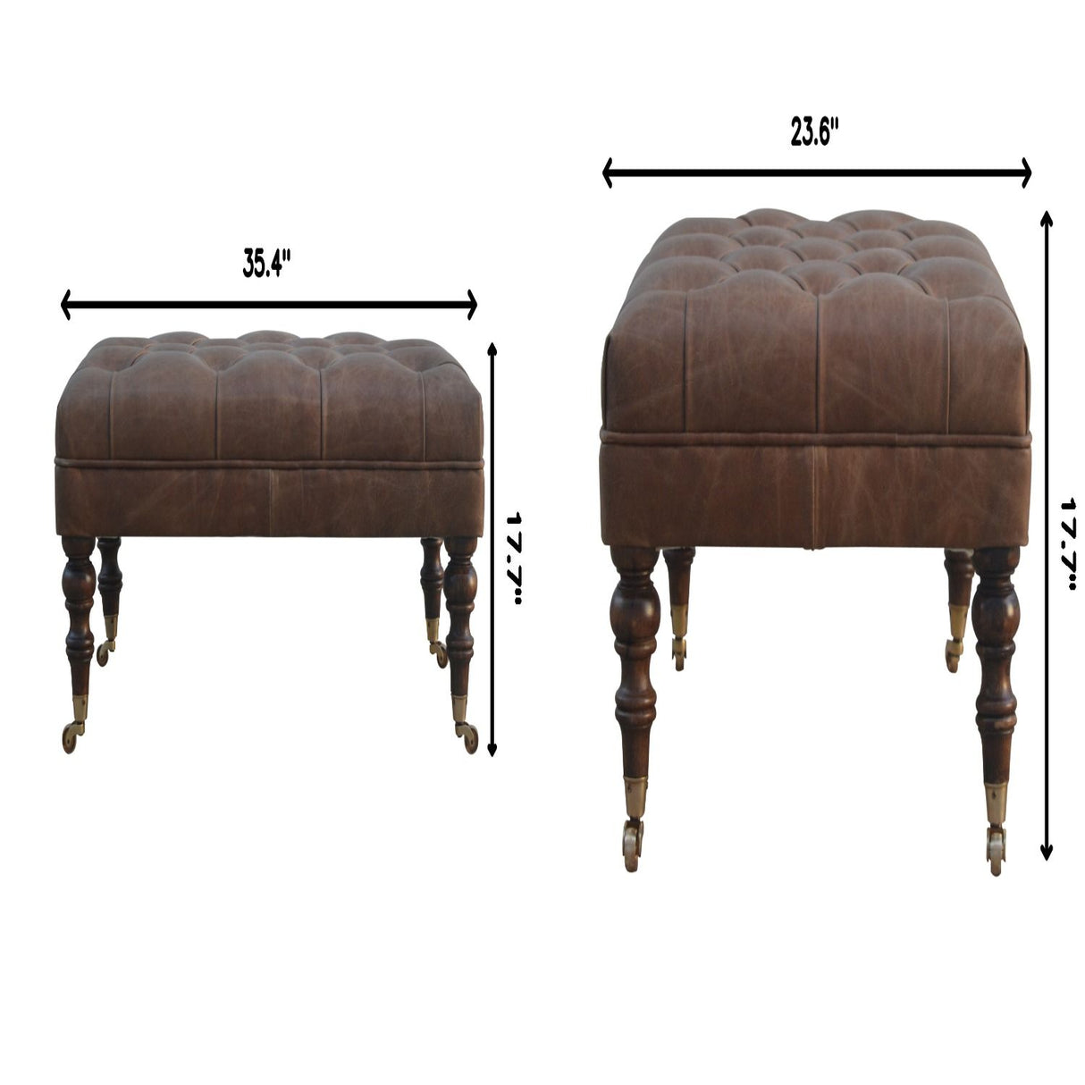 Buffalo - Leather Ottoman With Castor Legs
