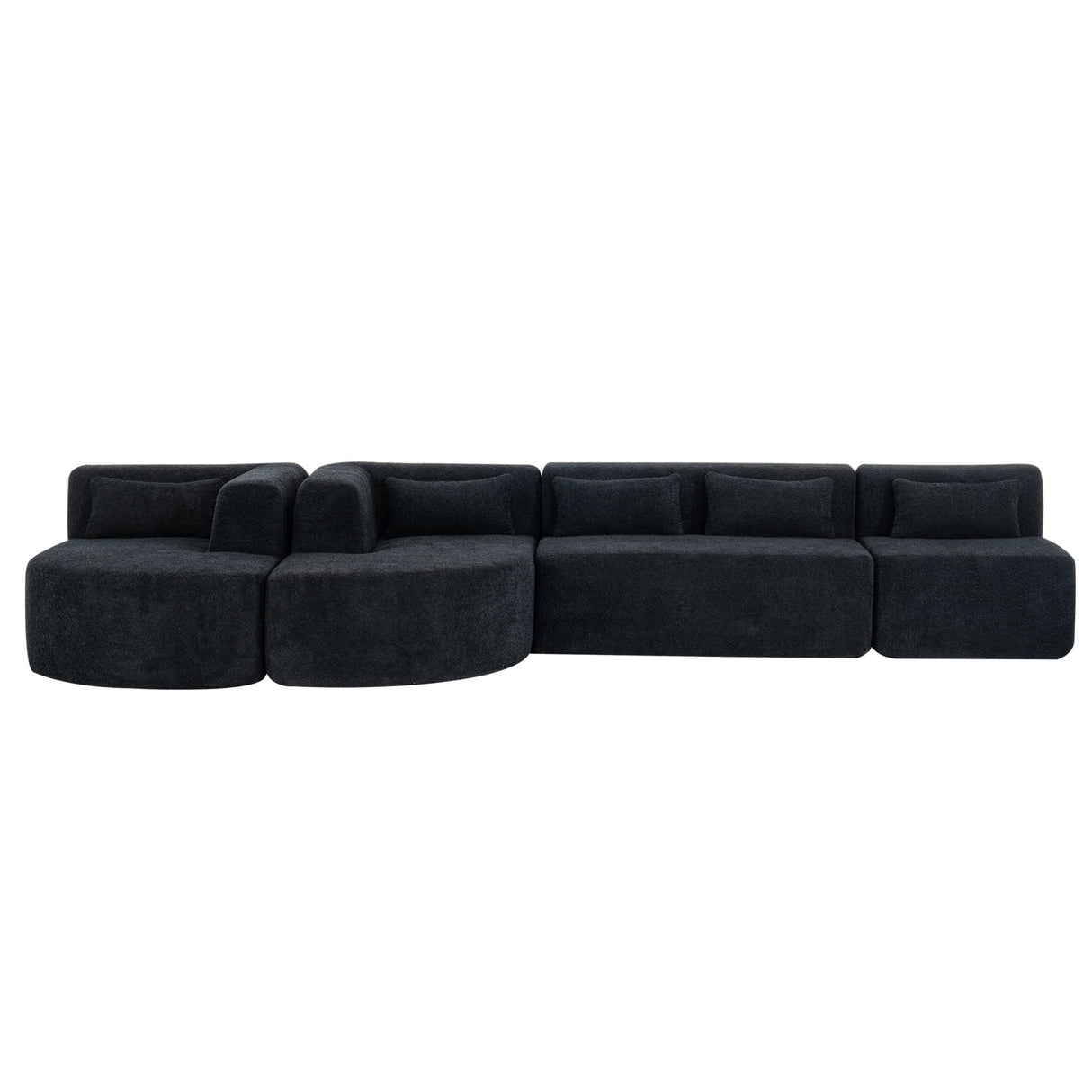 Upholstered Sofa Free Combined Sofa Couch With 2 Chaise Lounge And Five Back Pillows For Living Room
