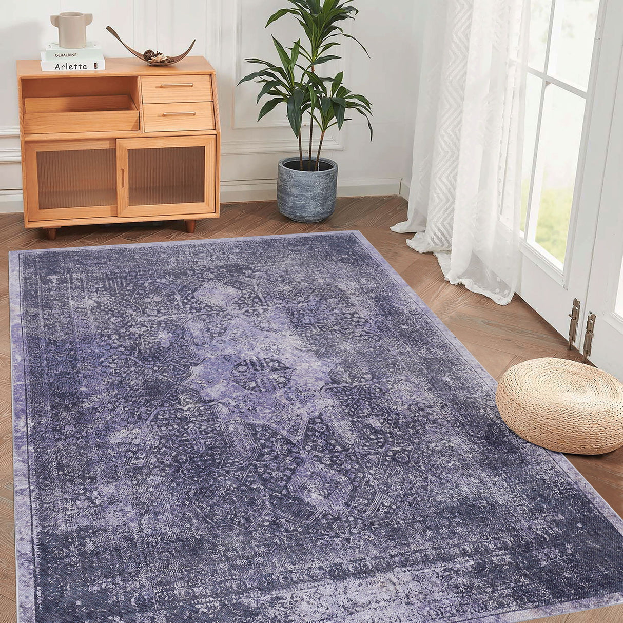 Maval - 3' X 5' Washable Area Rug - Anthracite