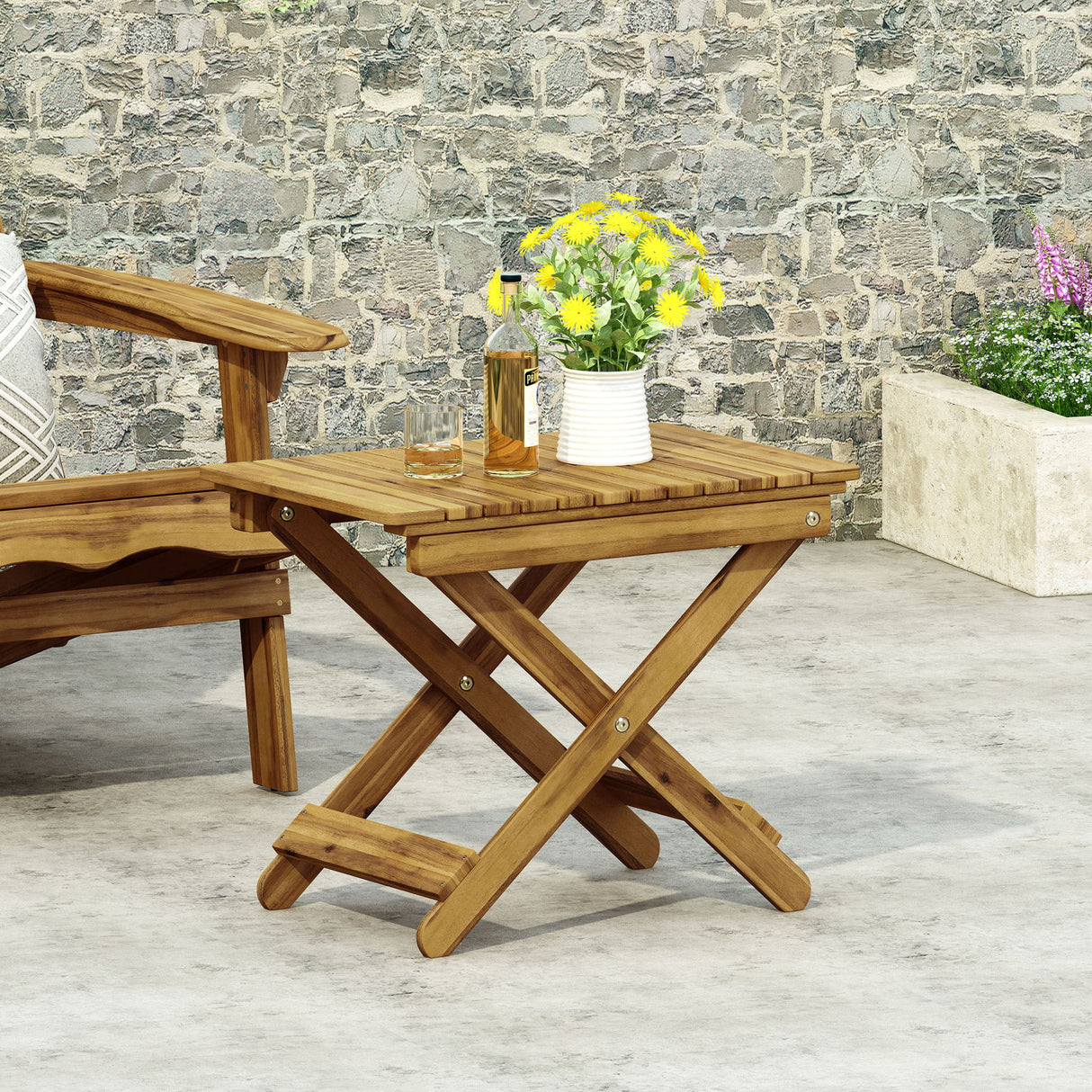Outdoor Folding Wooden Side Table
