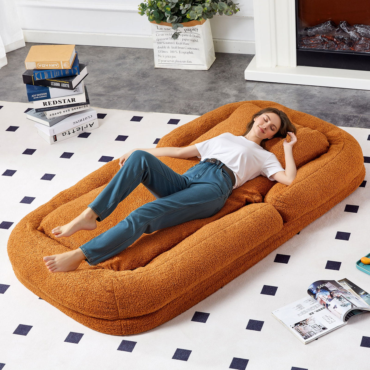 Contemporary Folding Sofa Chair With 5 Adjustable Positions For Gaming, Meditation, And Relaxation