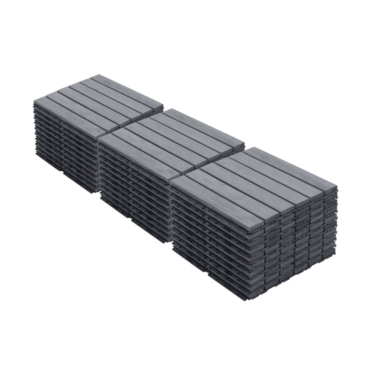 Interlocking Deck Tiles Striped Pattern, Waterproof Anti Mildew Brown