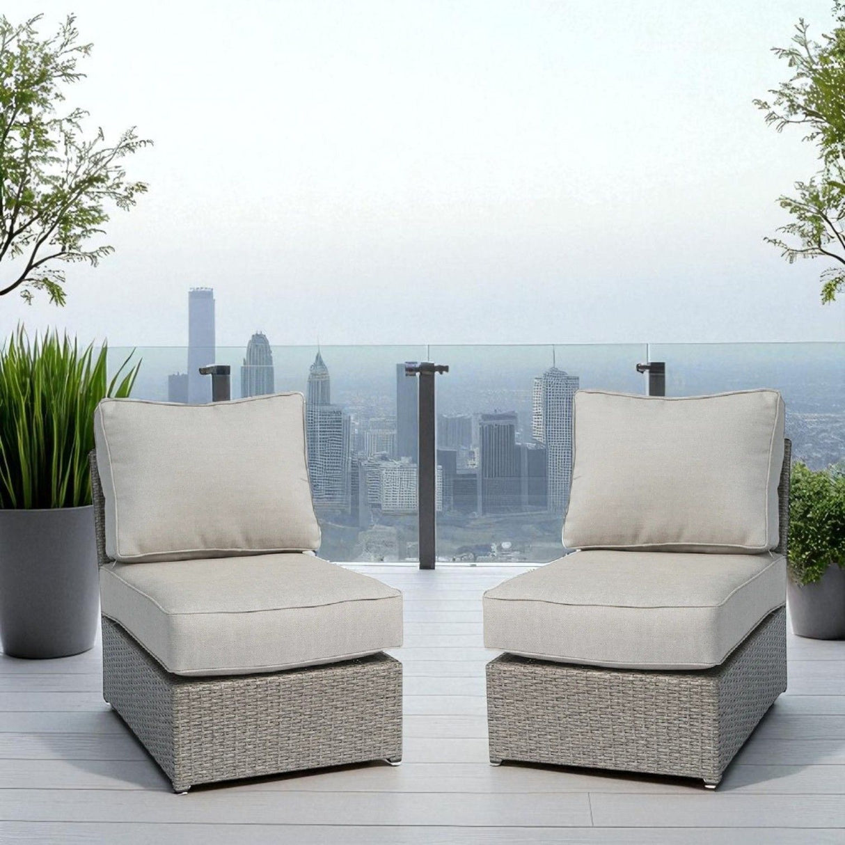 Armless Patio Chair With Cushions
