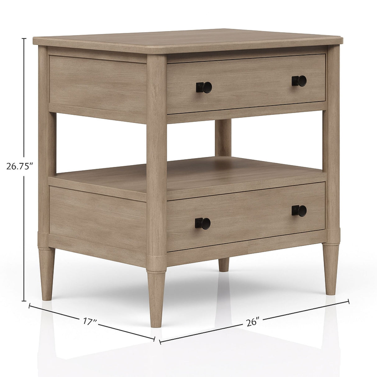 Open Nightstand With 2 Drawers