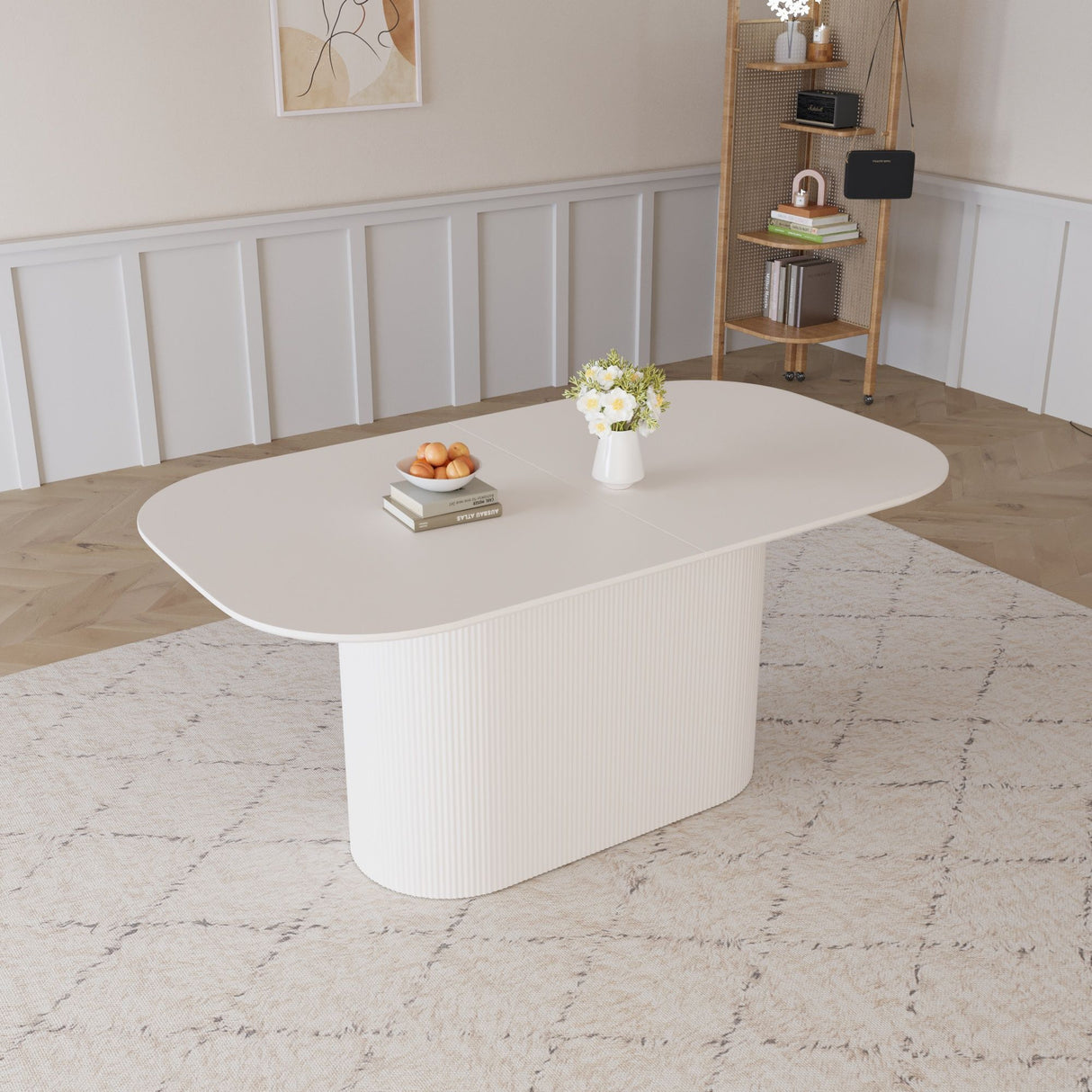 Modern Dining Table With Vertical Striped Legs