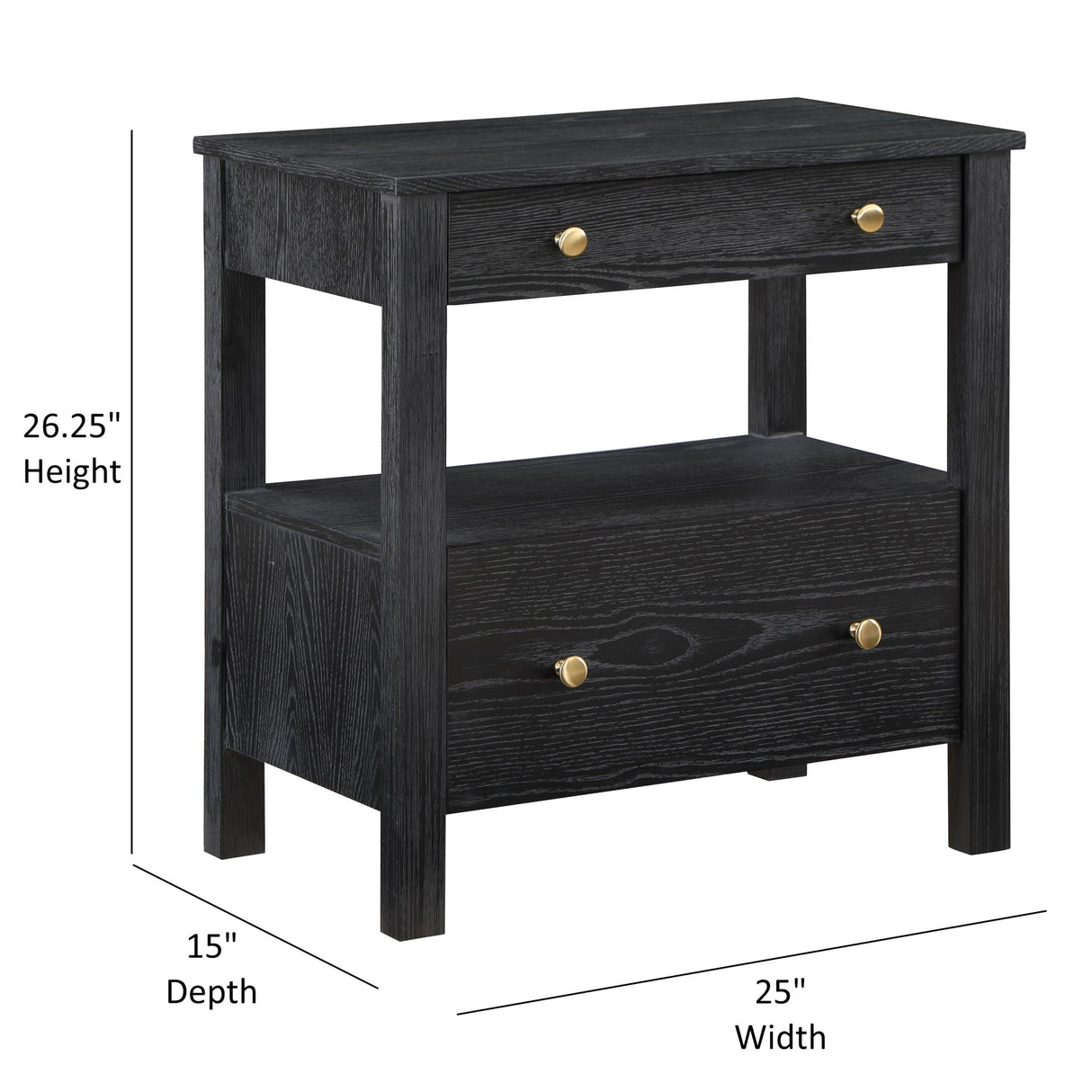 Danielle - 2 Drawer Nightstand With Knobs - Black