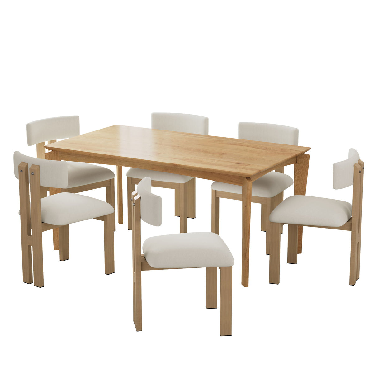 7 Piece Dining Set With Upholstered Armless Chairs And Table
