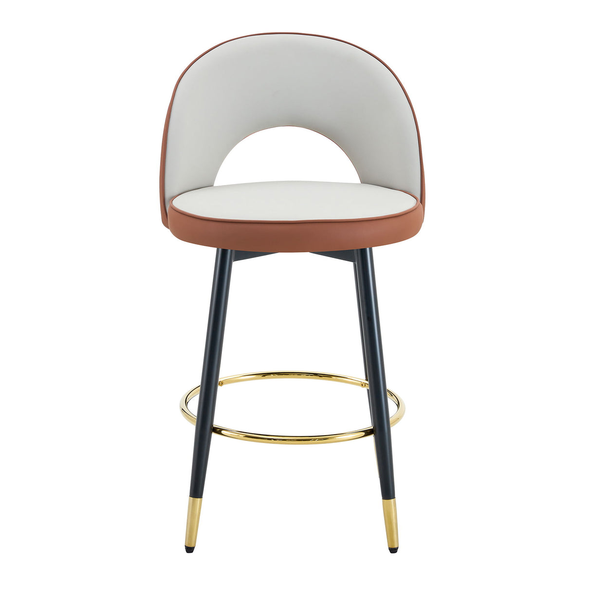 Upholstered Rotatable Bar Chair With Metal Legs For Dining Room