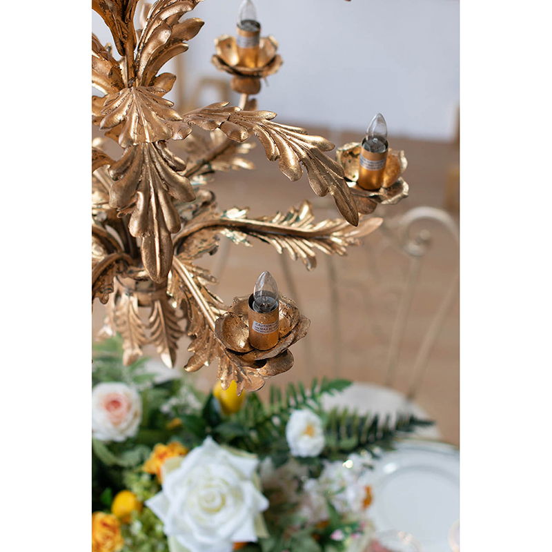 6 Light Metal Chandelier, Hanging Light Fixture With Adjustable Chain For Kitchen Dining Room Foyer Entryway, Bulb Not Included - Gold