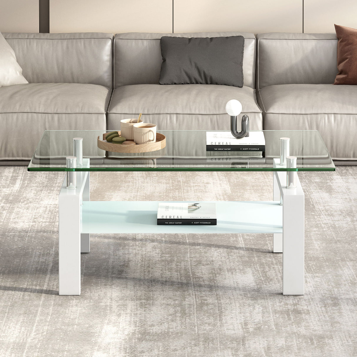 Tempered Glass Table With Storage