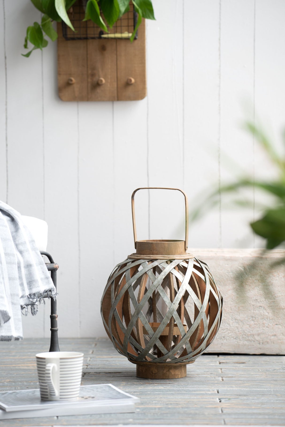 Decorative Lantern With Handle, Wooden Lantern For Indoor Outdoor, Home Garden, Wedding - Silver