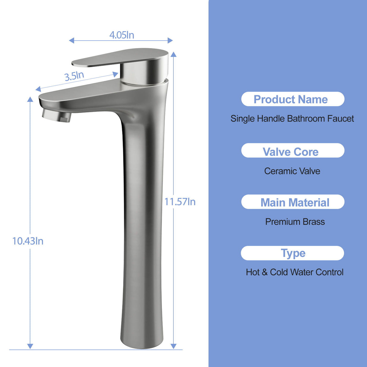 Single Handle Vessel Sink Faucet