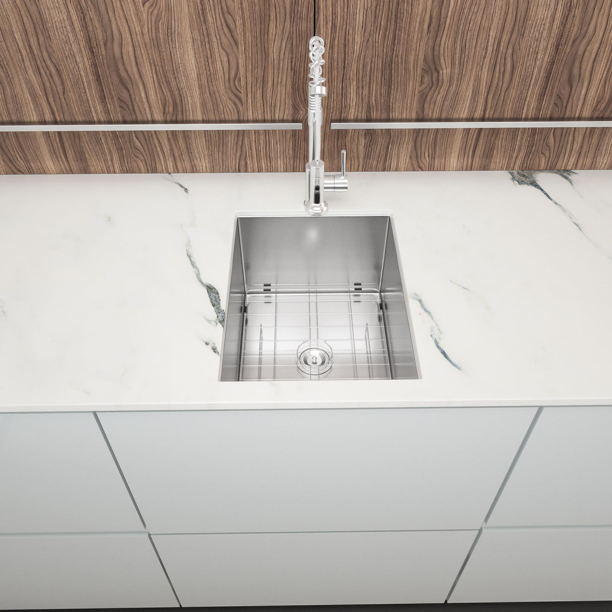 Modern Style Undermount Sink With Stainless Steel, Deep Single Bowl