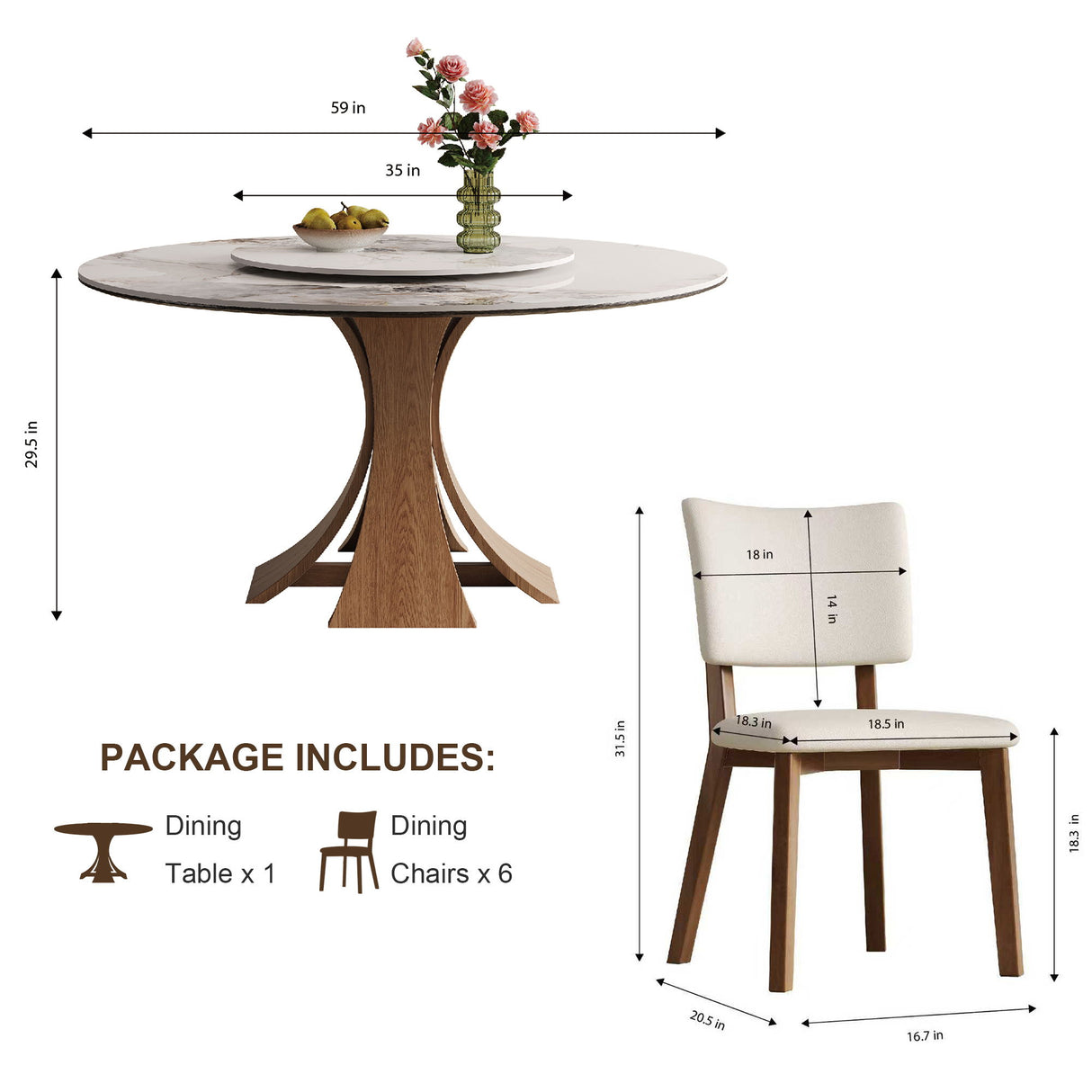 Dining Table Set With Wooden Base