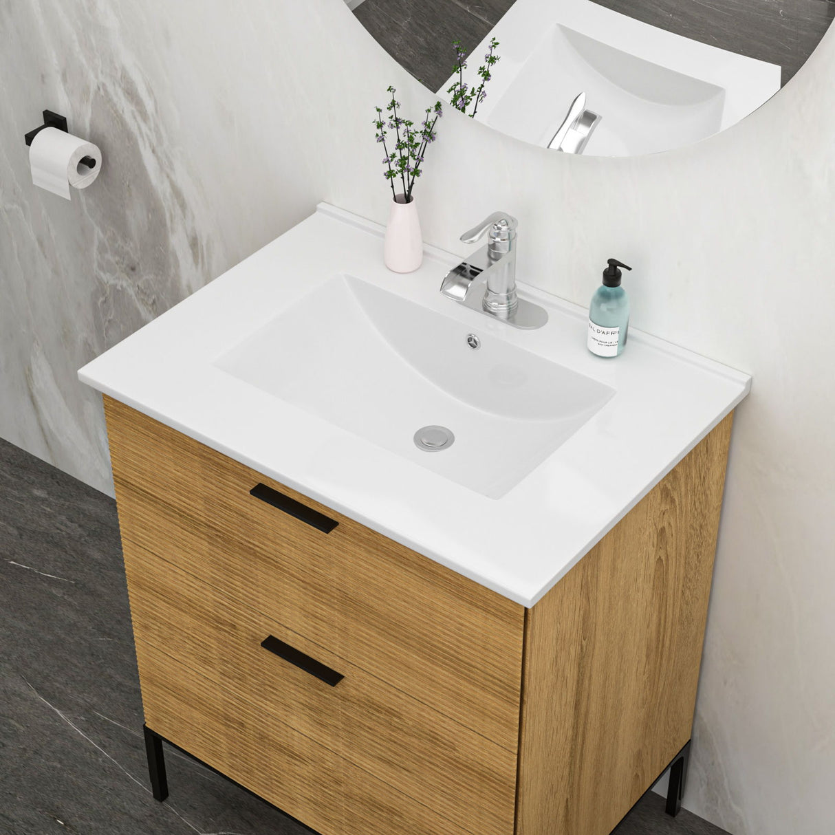 Premium Rectangular Vanity Top With Single Faucet Hole And Overflow