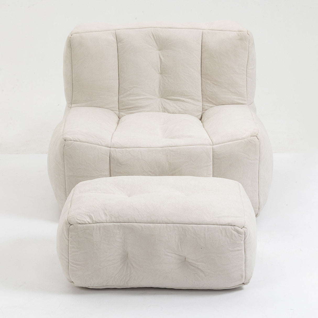 Modern Indoor Fluffy Bean Bag Chair With Memory Foam And Ottoman, Super Soft