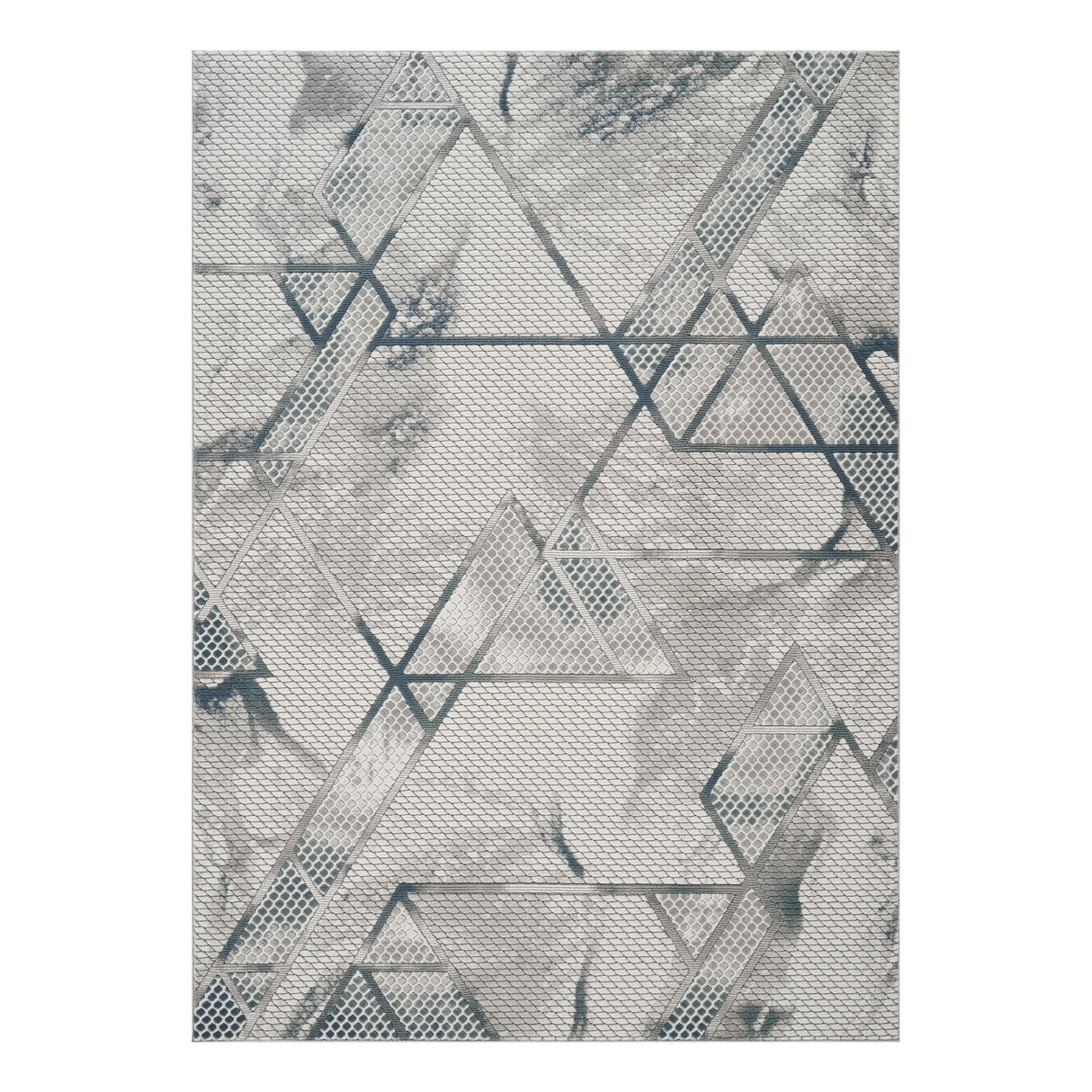 Geometrix - 5'3" X 7'3" Area Rug & Geometric, 3D Effect - Ivory / Gray