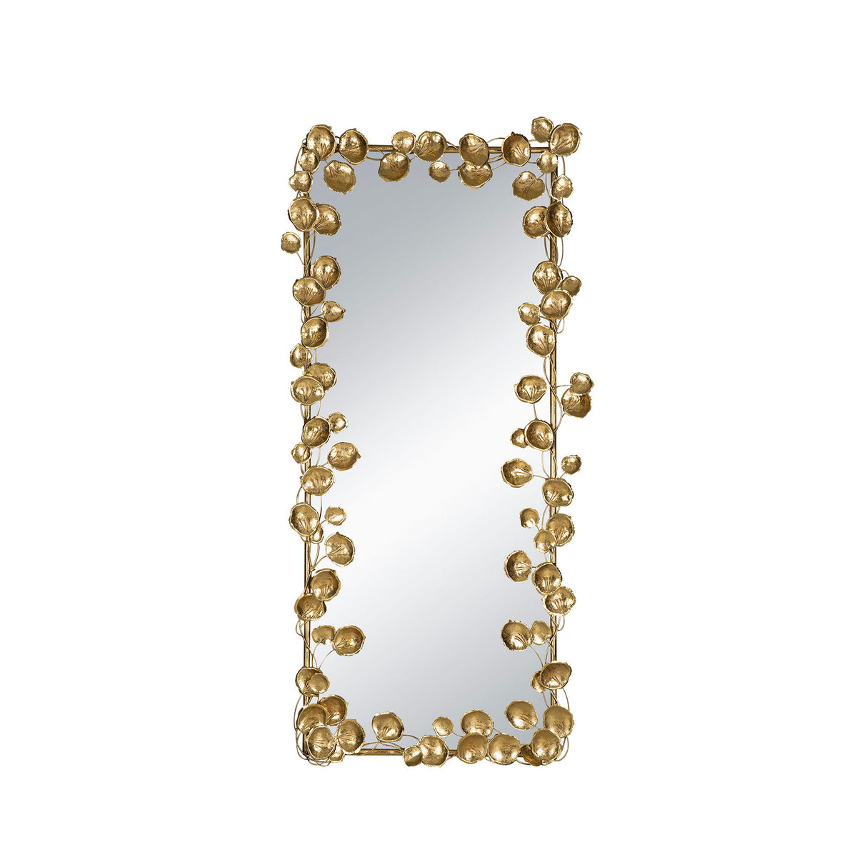 Full Length Mirror With en Leaf Accents, Floor Miiror For Living Room Bedroom - Gold