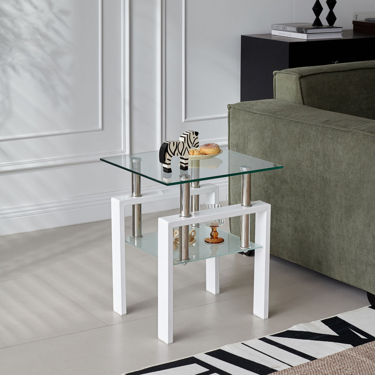 Tempered Glass Table With Storage