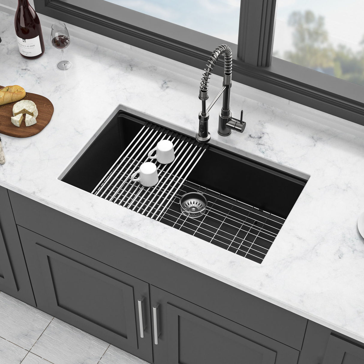 Quartz Kitchen Sink, Composite Workstation, Undermount