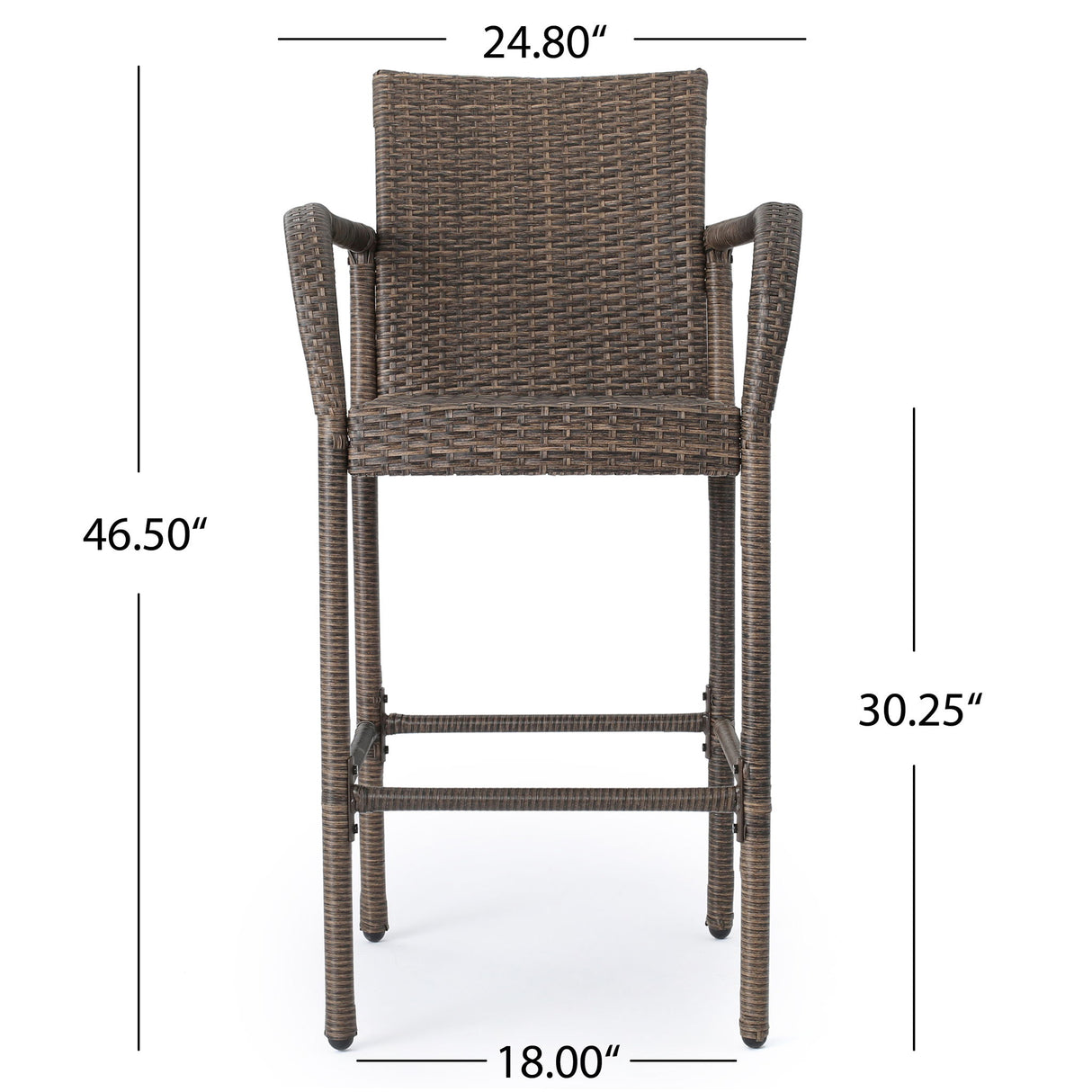 Outdoor Wicker Barstools With Rattan And Iron Frame