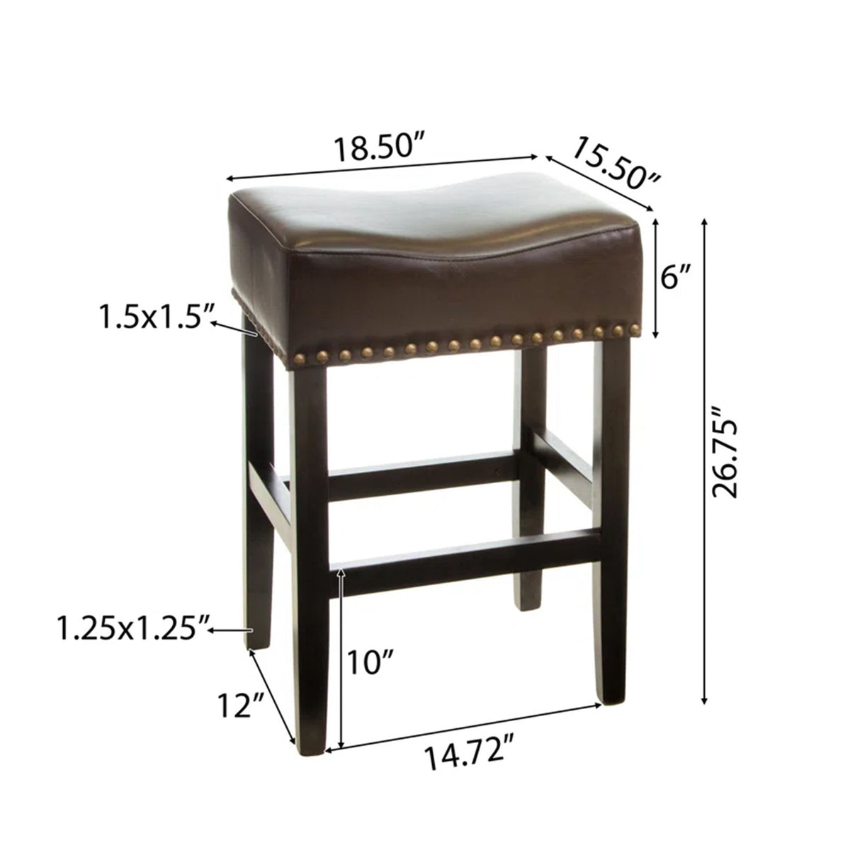 Soltique - Backless Dining Counter Stool With Nailhead Trim (Set of 2)