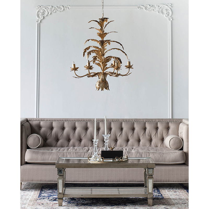 6 Light Metal Chandelier, Hanging Light Fixture With Adjustable Chain For Kitchen Dining Room Foyer Entryway, Bulb Not Included - Gold