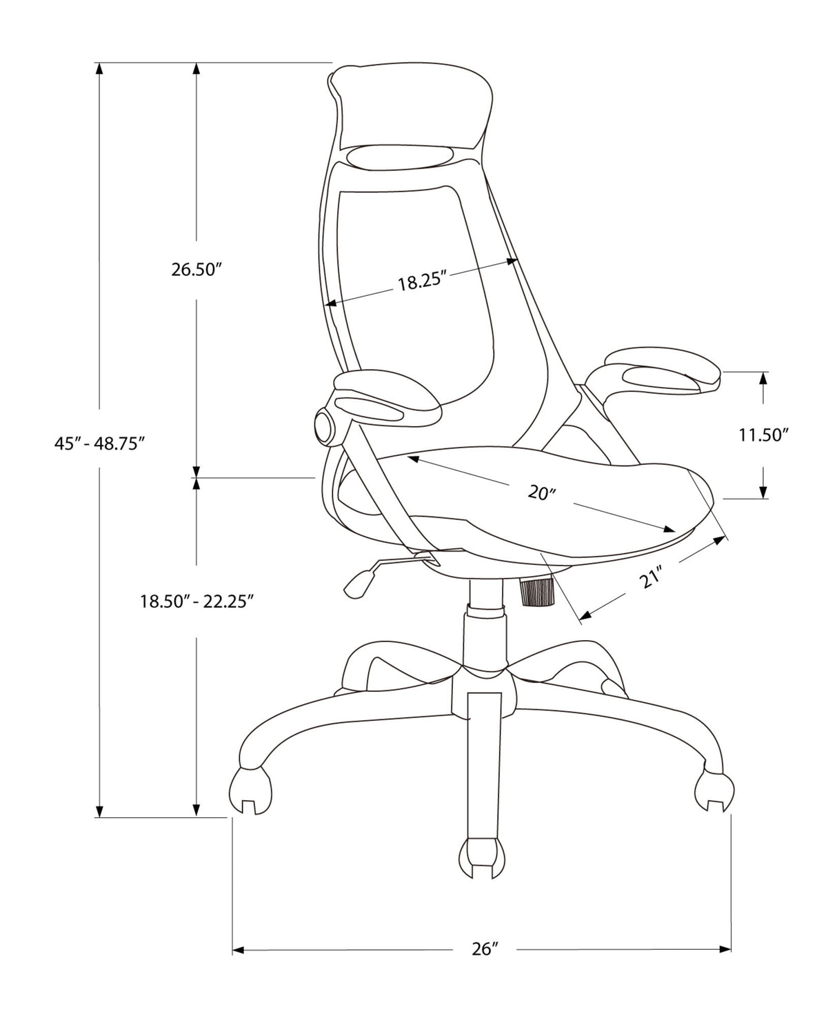 Office Chair, Adjustable Height, Swivel, Ergonomic, Armrests, Contemporary & Modern