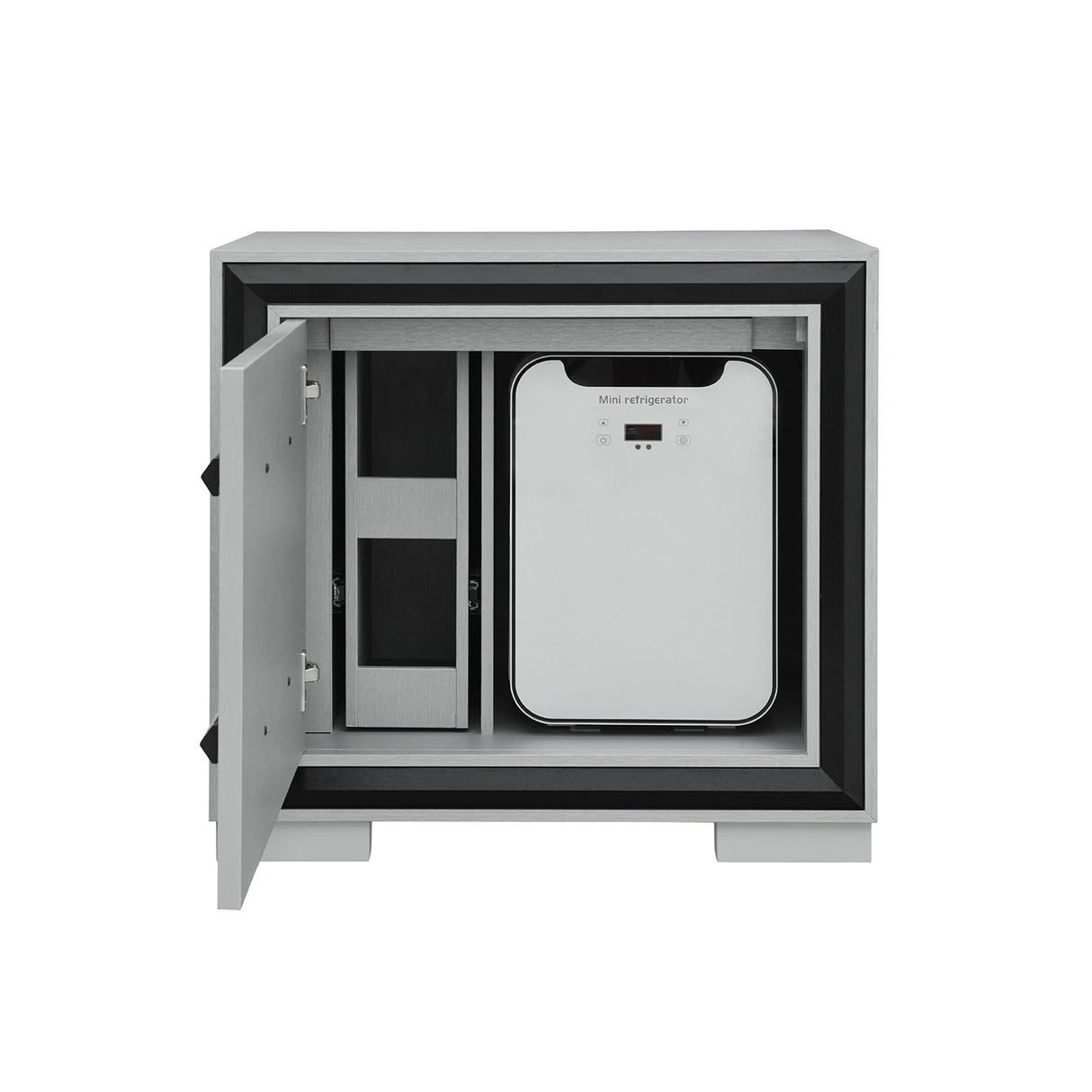 Adelaide - Nightstand With Cooler And Speaker - Grey / Black