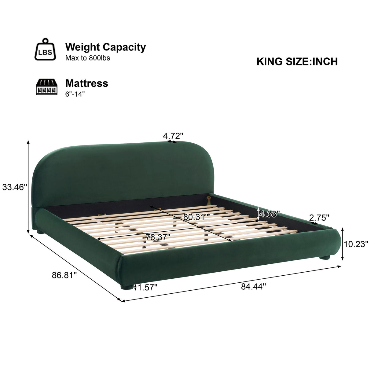 Upholstered Simple Modern Bedroom Bed With Curved Headboard