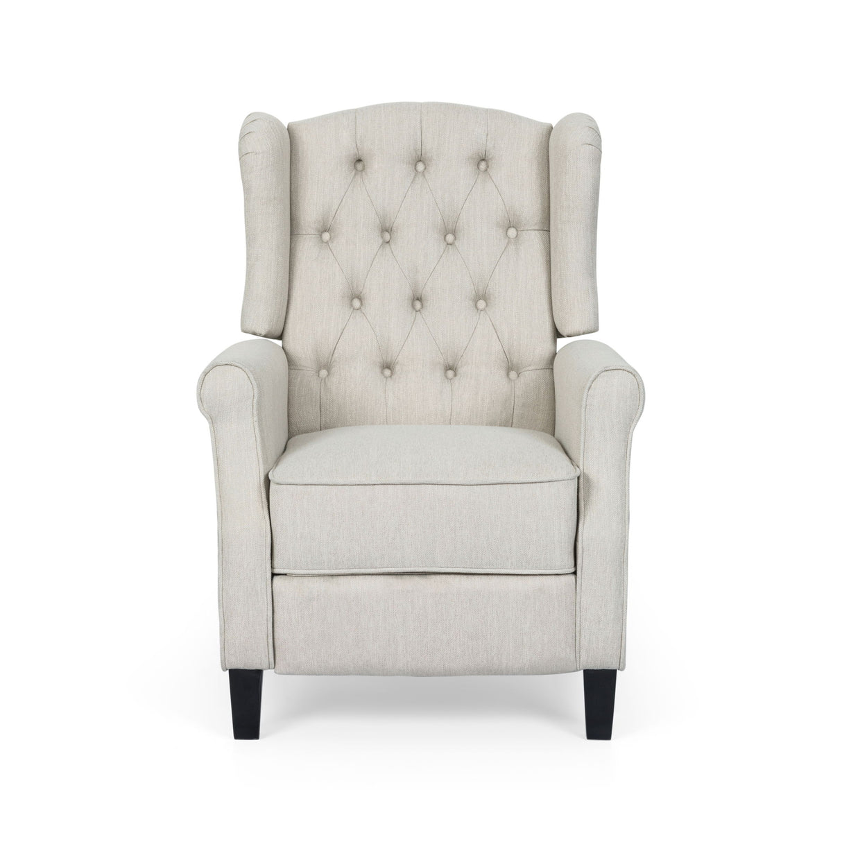 Contemporary Tufted Fabric Push Back Recliner - Beige