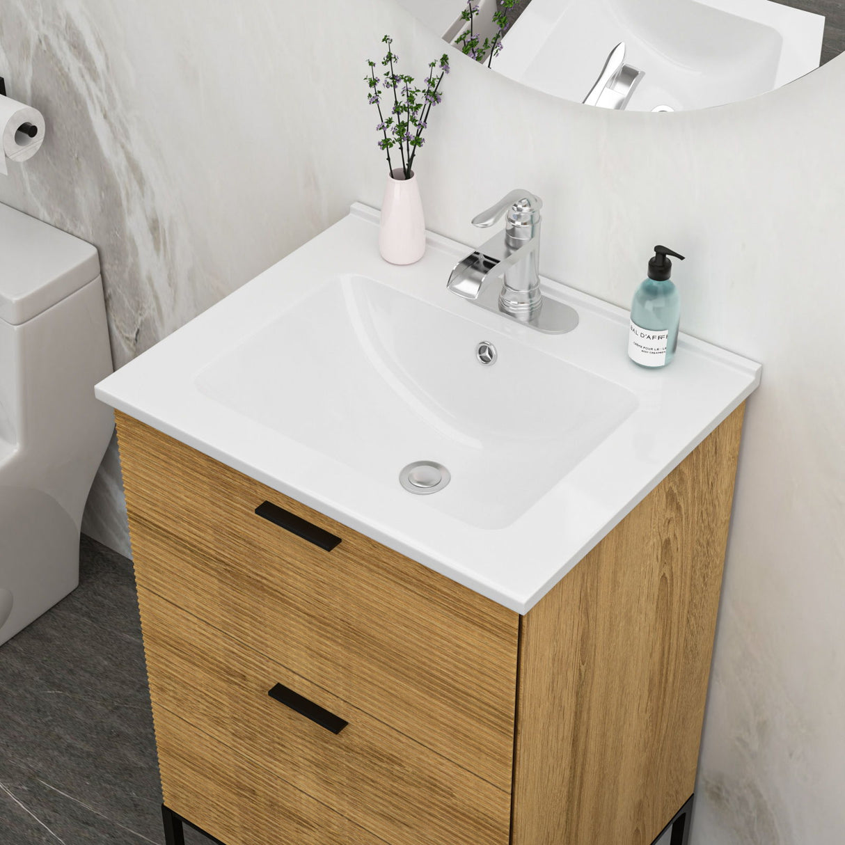 Modern Rectangular Vanity Top With Overflow For Bathroom